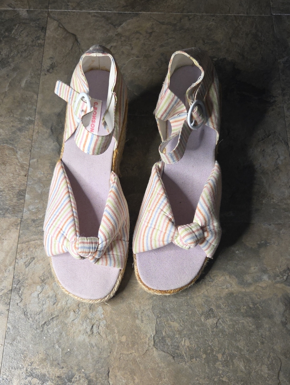 Charlotte Ronson Espadrille Wedge Sandals - Pastel Stripe